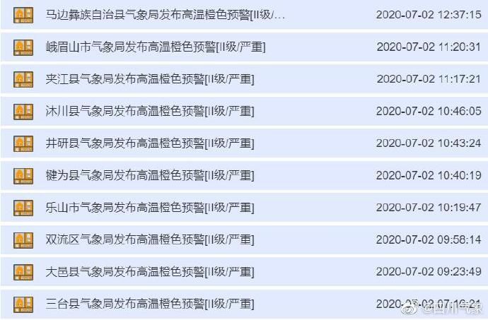 预警信号成都今天比昨天热9.1℃！四川多地发布高温橙色预警信号