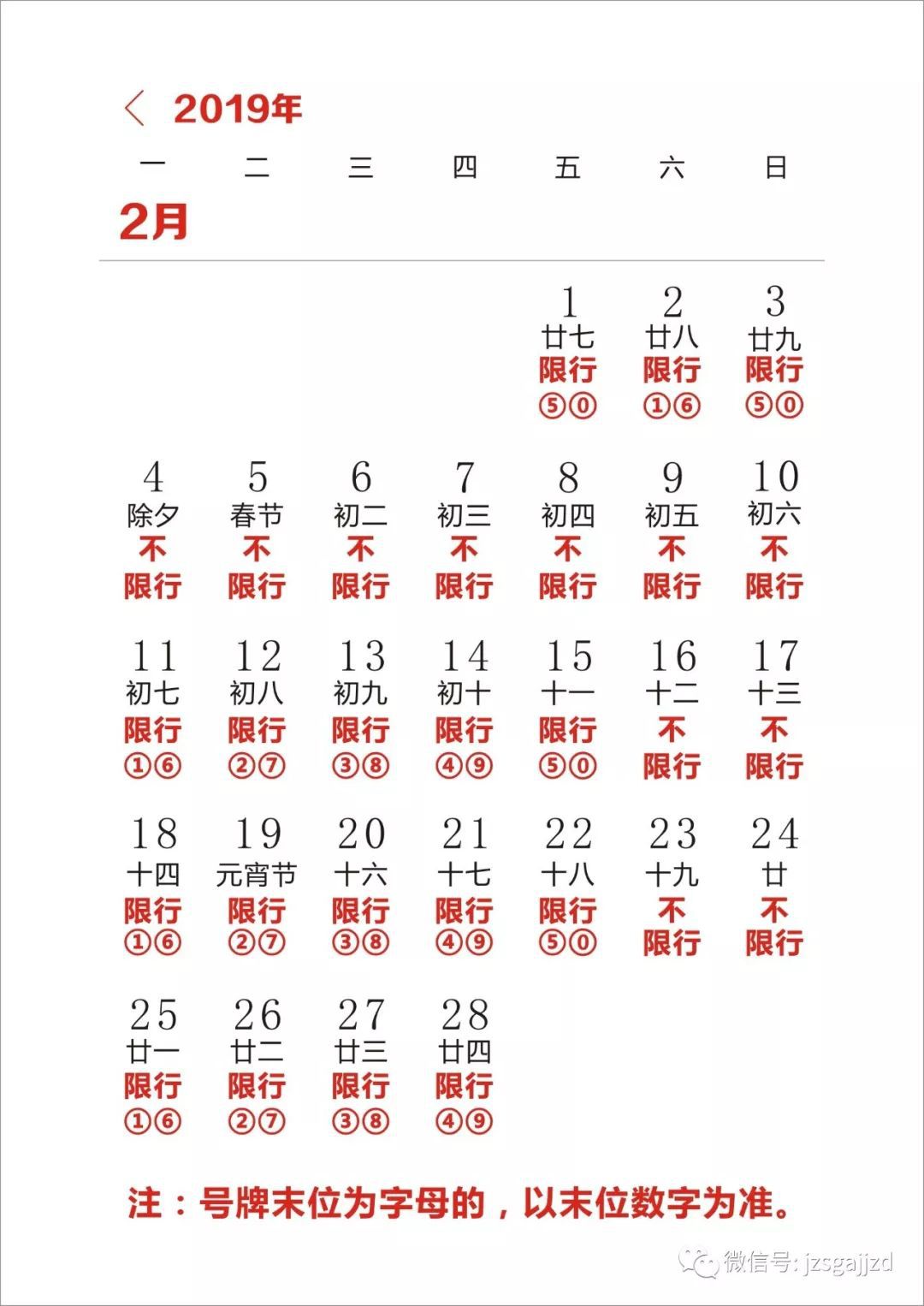 微提醒限号提醒明天星期三机动车限行尾号3和8