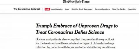 [特朗普]特朗普再次卖力推荐抗疫药物 被媒体质疑病急乱投医