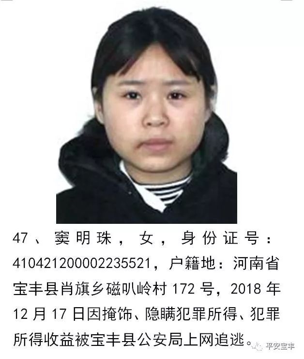 宝丰县公安局公开通缉93名网上逃犯