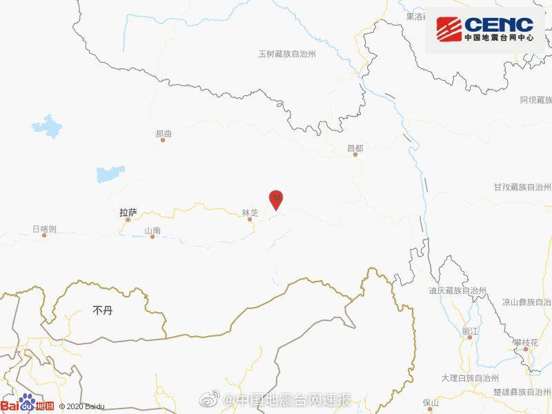 地震|西藏林芝市巴宜区深夜发生4.4级地震，震源深度6千米