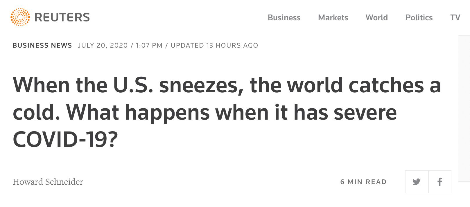 英媒|英媒：美国在拖垮全世界 成全球经济复苏主要风险