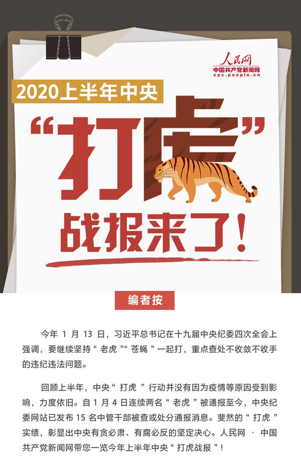 时政图解：力度依旧 2020上半年中央“打虎战报”来了