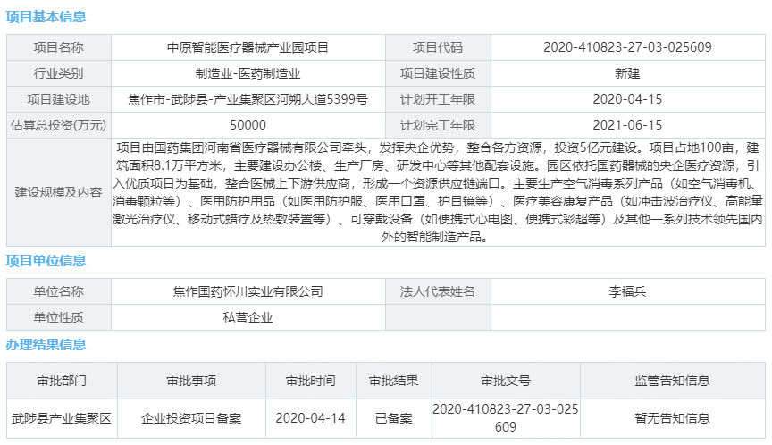 「中原」总投资5亿元！中原智能医疗器械产业园项目获备案