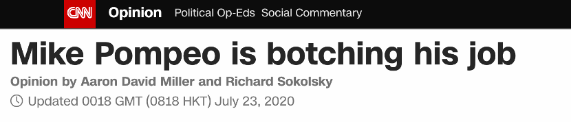 美国政治|政治谎言“大杂烩”！美媒：蓬佩奥正搞砸自己的“饭碗”