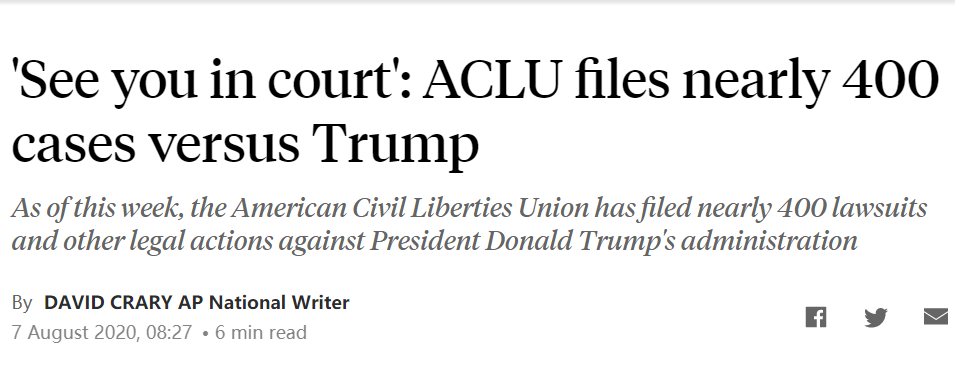 法律|4年400起法律行动！美公民自由联盟频繁起诉白宫：胜多于败