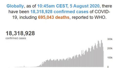 |世卫组织：全球新冠肺炎累计确诊病例超1831万例