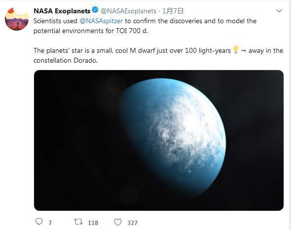 图片来源：NASA Exoplanets社交媒体账号截图