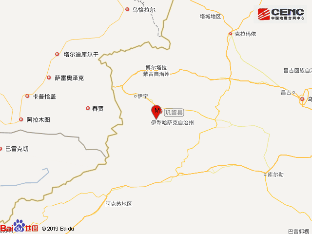 新疆伊犁州巩留县发生34级地震