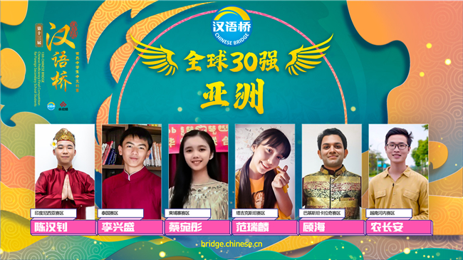 |第十三届＂汉语桥＂世界中学生中文比赛30强出炉