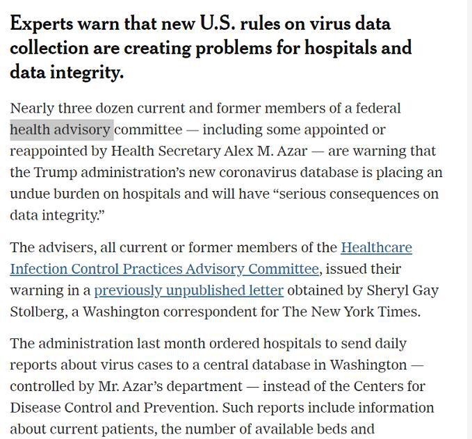 疫情|美国多位公共卫生专家：疫情信息统计新规损害数据完整性并给医院造成不必要负担