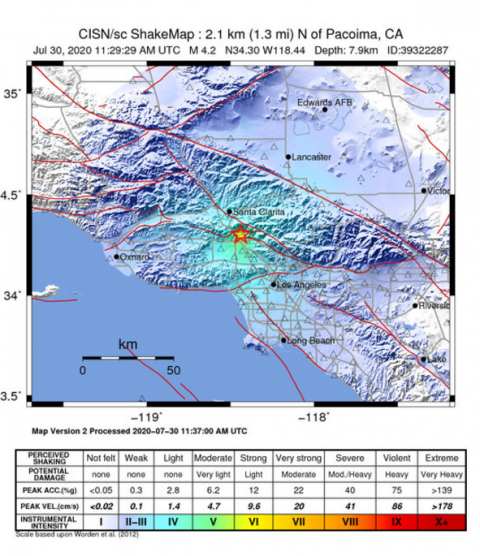 地震|美国加州圣费尔南多发生4.2级地震