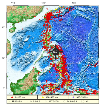 地震|菲律宾萨马岛海域发生6.7级地震 没有监测到海啸