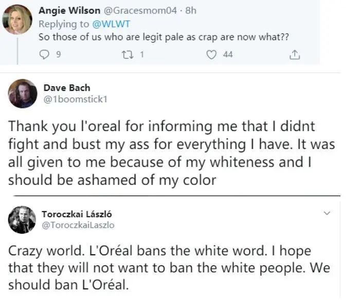 欧莱雅“欧莱雅”宣布移除其护肤和化妆品中“美白”等描述，法国网民怒了！