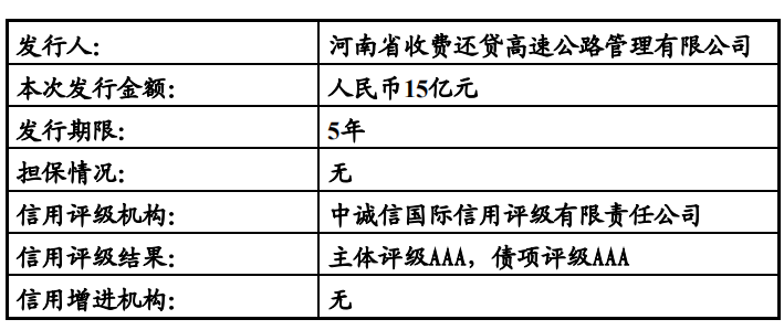 中期票据■河南收费还贷高速拟发行15亿元中期票据，偿还到期债务