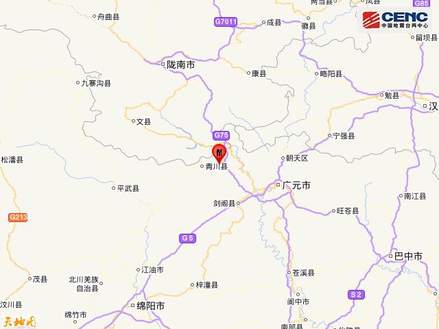 四川广元市青川县发生30级地震