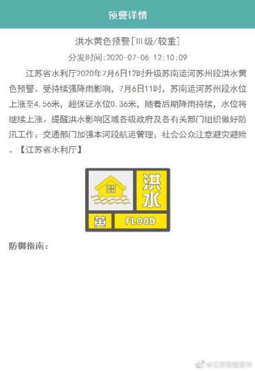 洪水江苏升级太湖洪水预警 预报近期水位将超4.20米