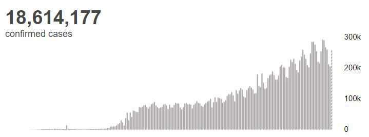 时政|世卫组织：全球新冠肺炎确诊病例超过1861万例
