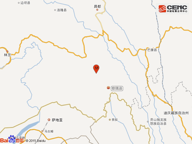 西藏林芝市察隅县发生36级地震