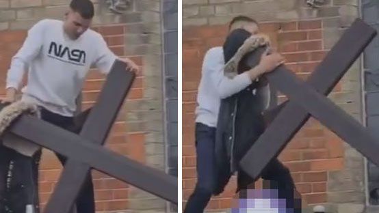 |英国一男子破坏教堂屋顶十字架 被警方现场逮捕