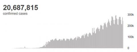|世卫组织：全球新冠肺炎确诊病例超过2068万例