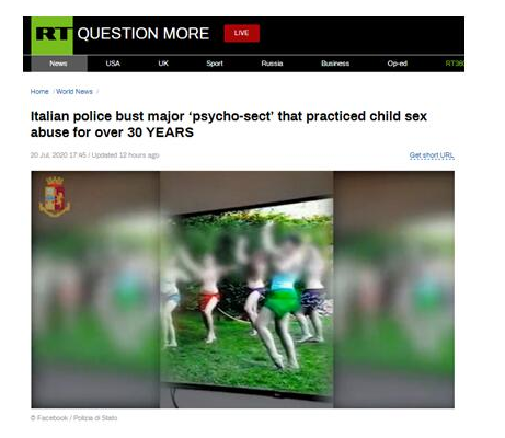 国际社会|意大利警方破获已经营超30年邪教组织，该组织长期对未成年女性实施性虐待、折磨