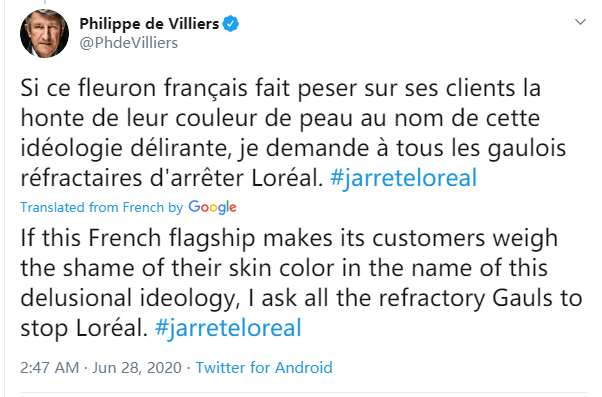 欧莱雅“欧莱雅”宣布移除其护肤和化妆品中“美白”等描述，法国网民怒了！